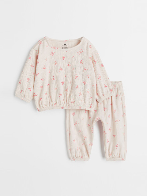 

H&M Boys Pink & White Printed 2-Piece Crinkled Cotton Jersey Set