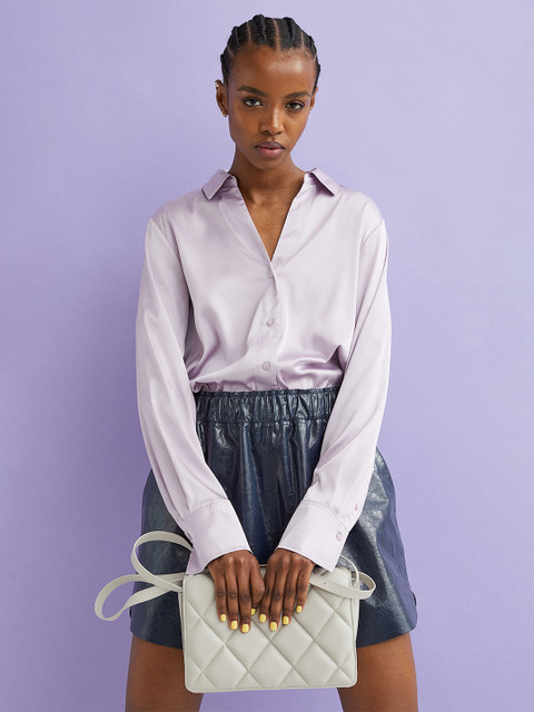 

H&M Women Lavender V-neck Blouse