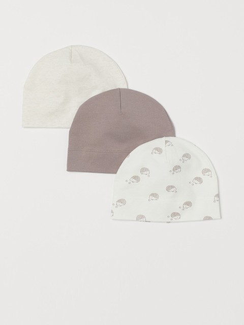 

H&M Girls 3-Pack Cotton Jersey Hats, White