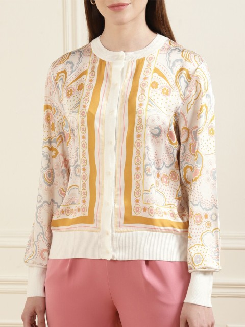 

Ted Baker Women Yellow & White Printed Cardigan