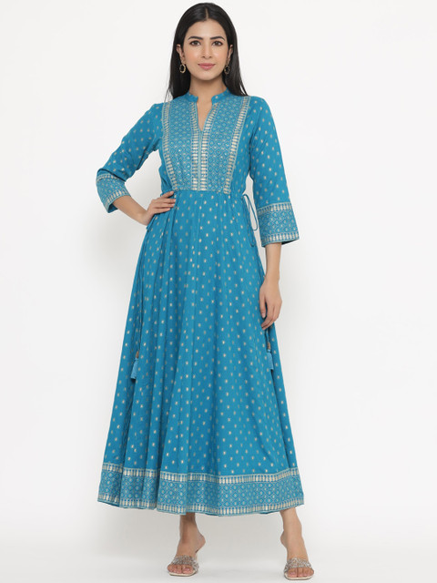 

JAVTA Women Blue Ethnic Motifs Printed Anarkali Kurta