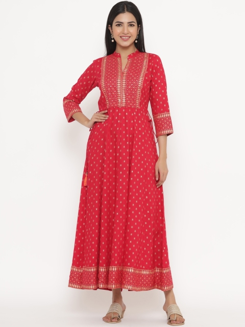 

JAVTA Women Red Ethnic Motifs Printed Anarkali Kurta