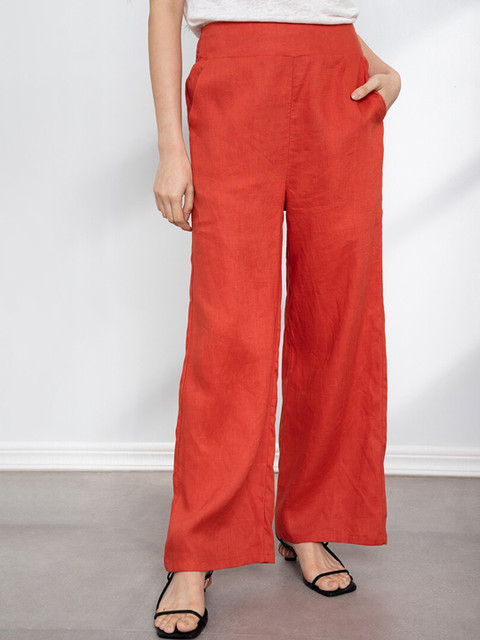 

ORIGIN BY ZALORA Women Orange Straight Fit Trousers