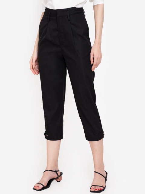 

ZALORA WORK Women Black Tapered Fit Pleated Trousers