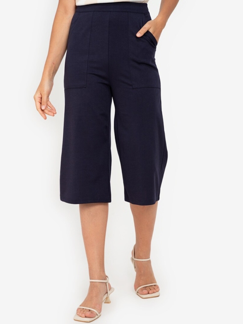 

ZALORA WORK Women Navy Blue Straight Fit Culottes Trousers