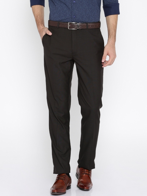 

Raymond Men Brown Self-Design Contemporary Fit Formal Trousers