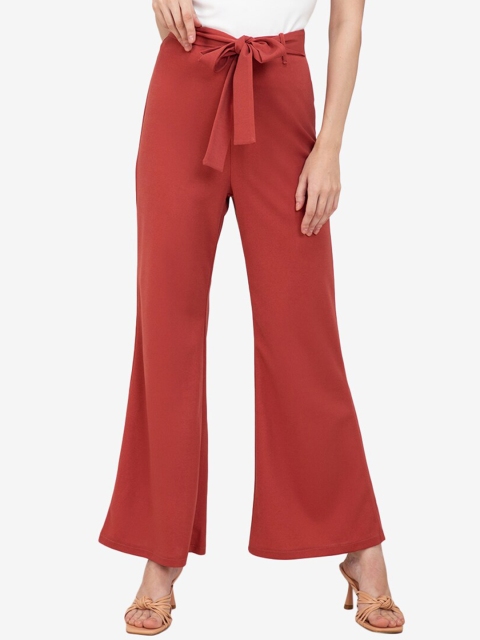 

ZALORA WORK Women Red Solid Trousers