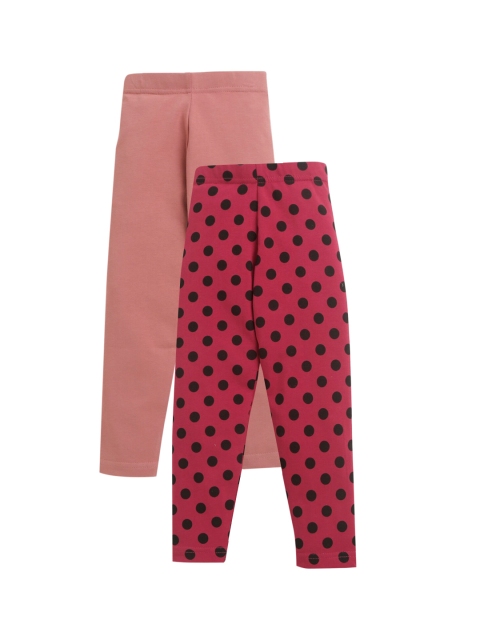 

Hopscotch Girls Pack of 2 Polka Dot Print Cotton Leggings, Peach