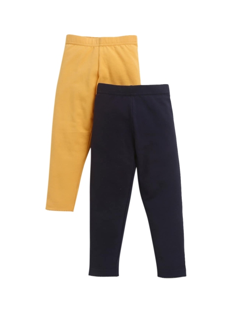

Hopscotch Girls Pack Of 2 Solid Pure Cotton Leggings, Black