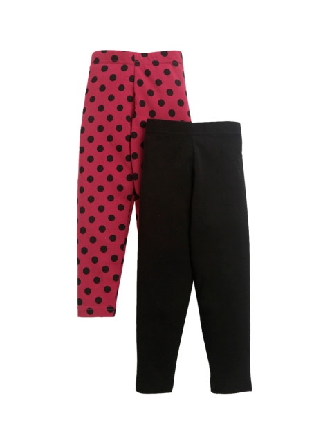 

Hopscotch Girls Pack Of 2 Printed Ankle-Length Leggings, Black