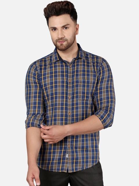 

Callino London Men Blue & Yellow Tartan Checked Cotton Casual Shirt