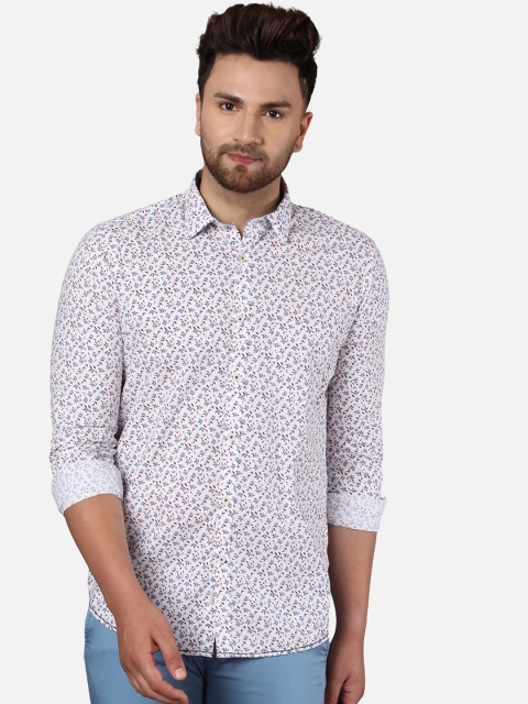 

Callino London Men White Slim Fit Floral Printed Cotton Casual Shirt