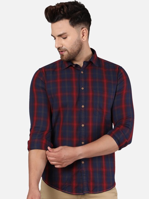 

Callino London Men Blue Tartan Checked Cotton Casual Shirt
