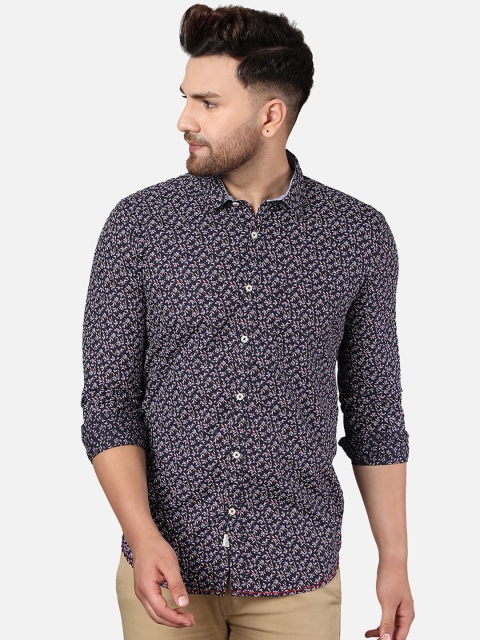 

Callino London Men Navy Blue Slim Fit Floral Printed Cotton Casual Shirt