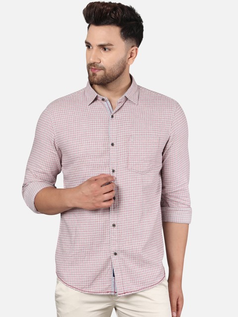 

Callino London Men Red Slim Fit Grid Tattersall Checked Cotton Casual Shirt