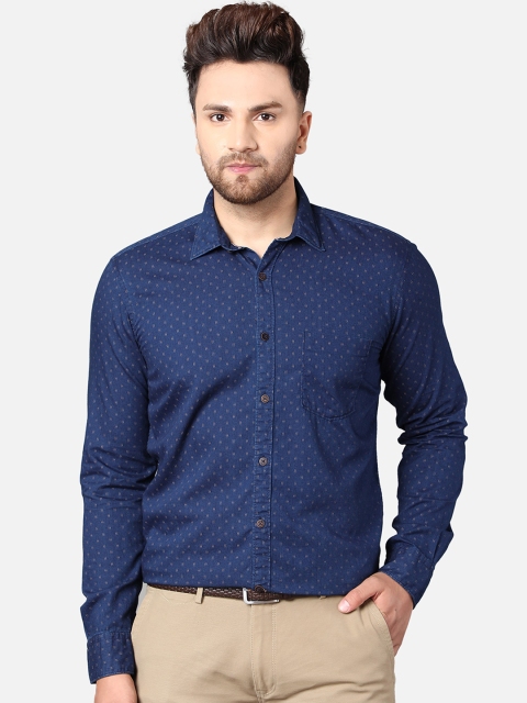 

Callino London Men Blue Slim Fit Printed Cotton Casual Shirt