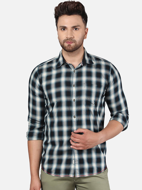 

Callino London Men Black & White Checked Cotton Casual Shirt