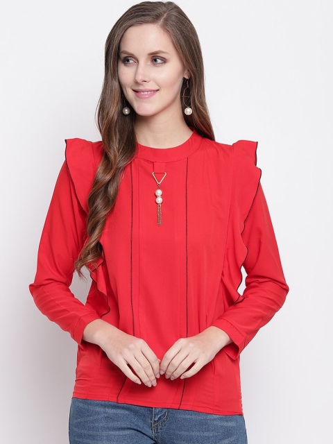 

RIVI Red Solid Crepe Top