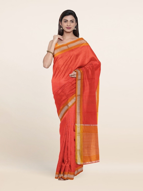 

Pothys Orange & Red Zari Pure Cotton Saree