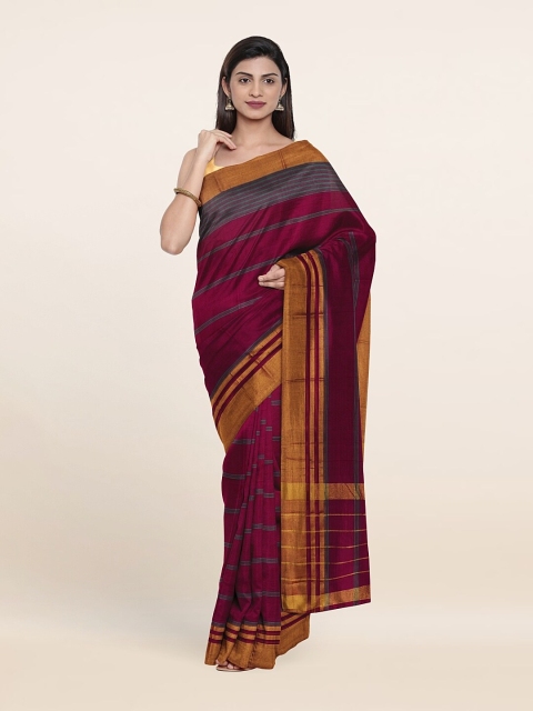 

Pothys Mustard & Red Striped Zari Pure Cotton Saree