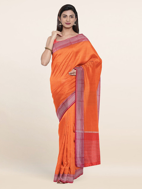 

Pothys Orange & Purple Zari Pure Cotton Saree