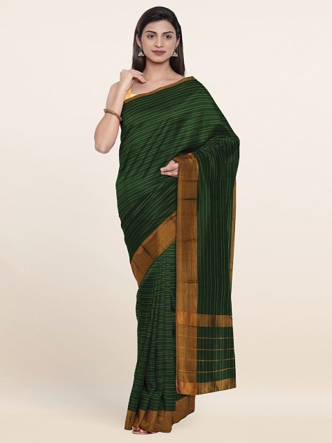 

Pothys Green & Gold-Toned Striped Pure Cotton Saree