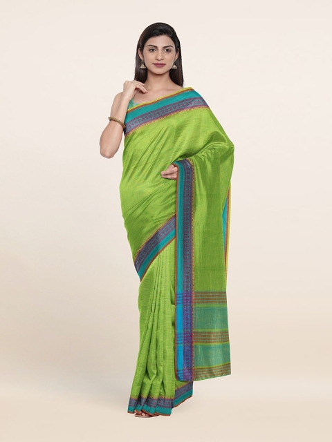

Pothys Green & Purple Solid Pure Cotton Saree