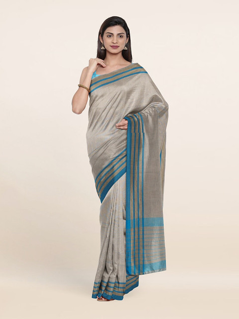 

Pothys Tan & Blue Pure Cotton Saree