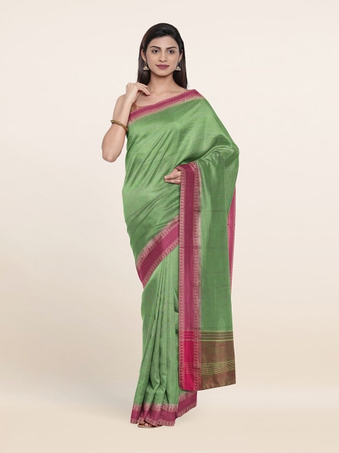 

Pothys Green & Pink Solid Pure Cotton Saree