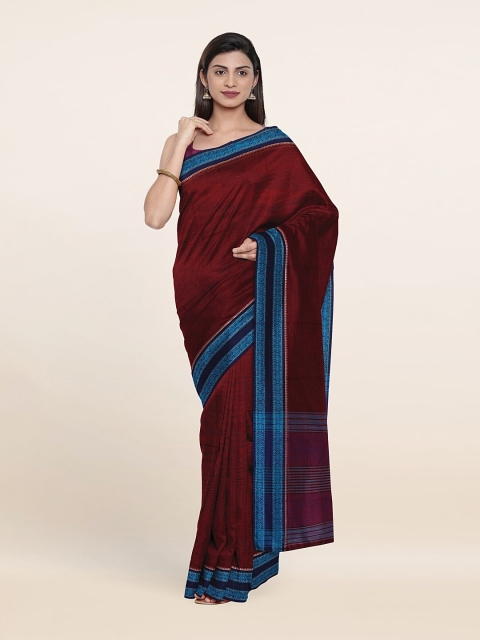 

Pothys Maroon & Blue Floral Pure Cotton Saree