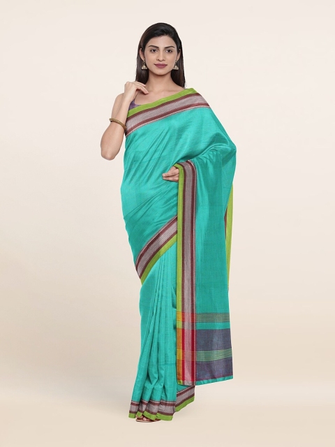 

Pothys Sea Green & Red Solid Pure Cotton Saree