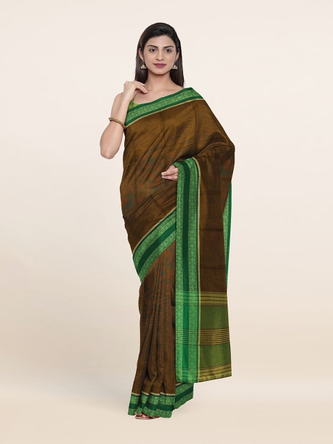 

Pothys Brown & Gold-Toned Pure Cotton Saree