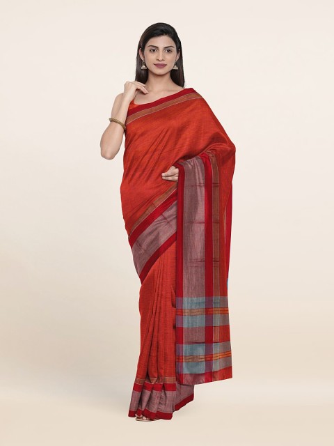 

Pothys Red & Gold-Toned Pure Cotton Saree