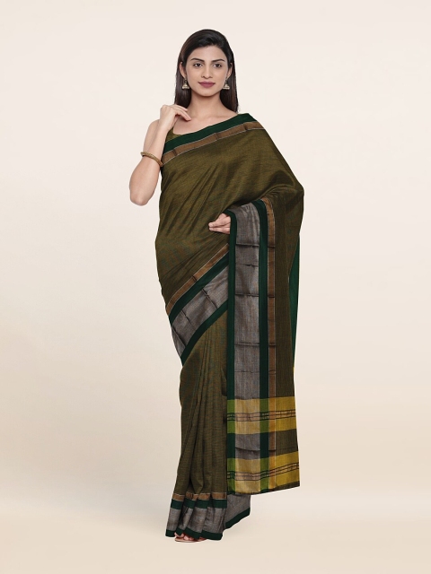 

Pothys Green & Gold-Toned Zari Pure Cotton Saree