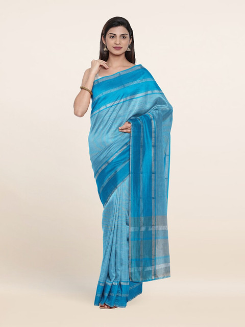 

Pothys Blue & Silver Zari Pure Cotton Saree