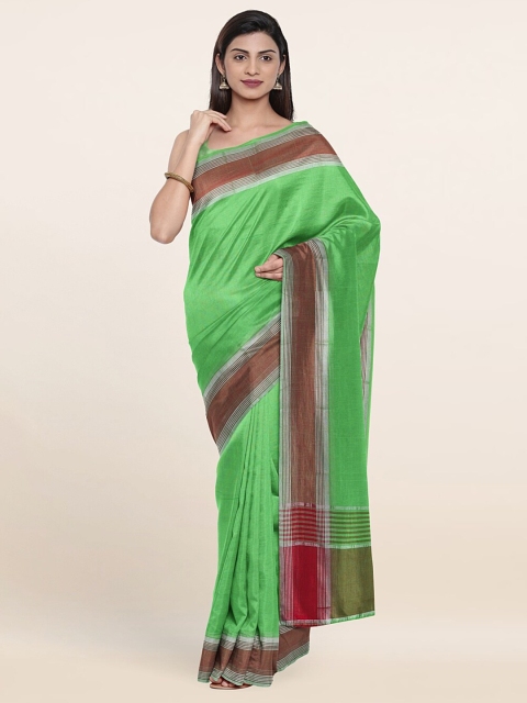 

Pothys Green & Brown Zari Pure Cotton Saree