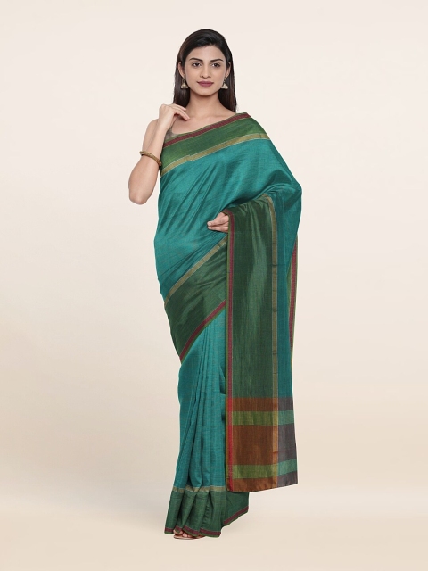 

Pothys Green & Maroon Solid Zari Pure Cotton Saree