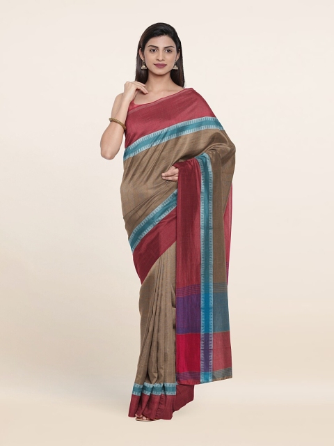 

Pothys Grey & Blue Solid Pure Cotton Saree