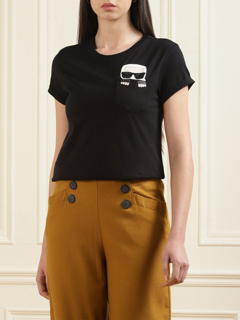 

Karl Lagerfeld Black Round Neck Top