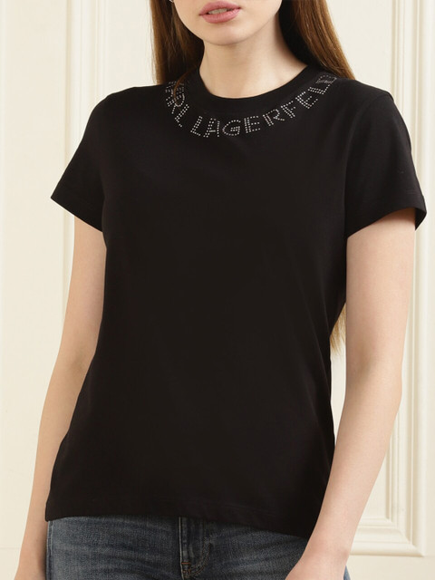 

Karl Lagerfeld Women Black Solid Top