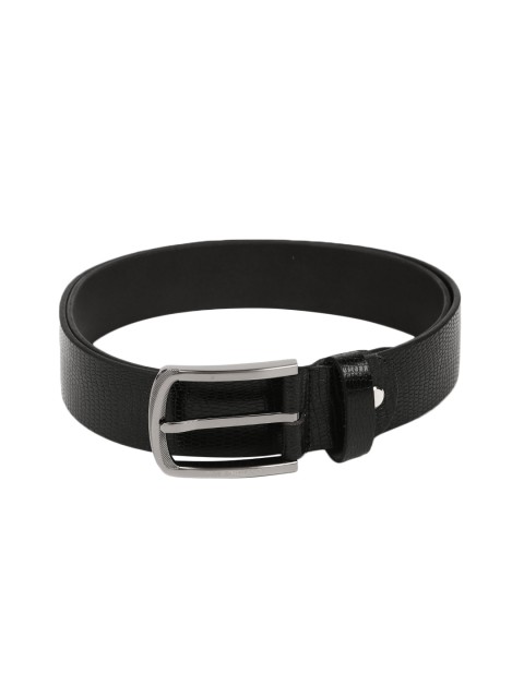 

Peter England Men Black Snakeskin-Textured Genuine Leather Belt