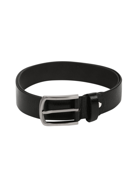 

Peter England Men Black Snakeskin-Textured Genuine Leather Belt