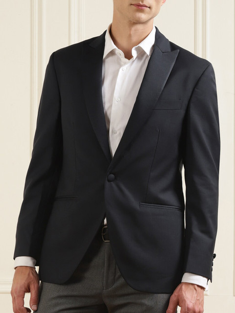 

HACKETT LONDON Men Navy Blue Solid Single Breasted Casual Blazer