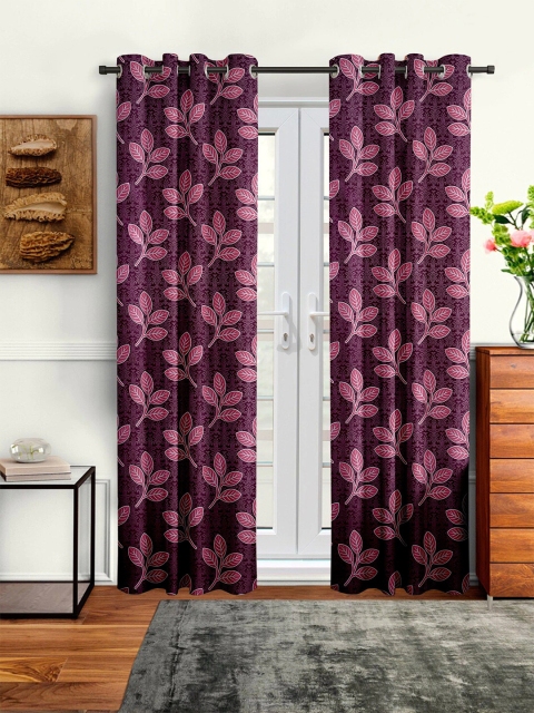 

Cortina Pink & Magenta Set of 2 FloralPrinted Door Curtain