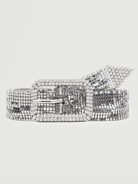 

MANGO Women Silver-Toned Embellished Belt