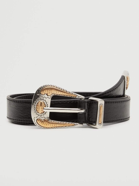 

MANGO Women Black Slim Belt