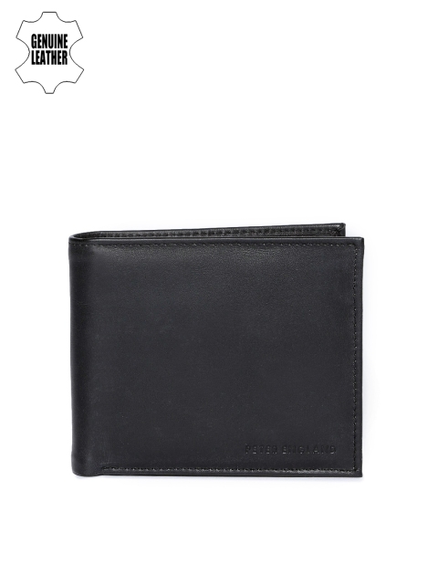 

Peter England Men Black Solid Two Fold Genuine Leather Wallet