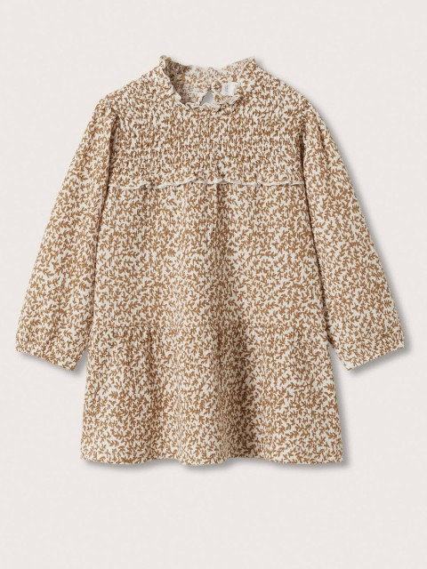 

Mango Kids Girls Brown & White Floral A-Line Dress