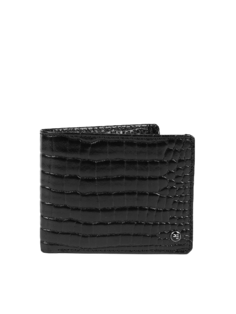 Peter England Statements Men Black Textured Genuine Leather Wallet available at myntra for Rs.599