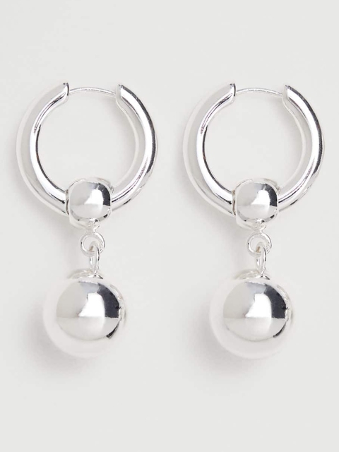 

MANGO Silver-Toned Circular Drop Earrings